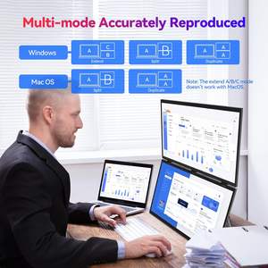 Moniteur portable double empilable de 18,5 pouces pour ordinateur portable, 100 Hz, 1080p, écran pliable, extension d'écran réglable, moniteur double empilable pliable - Product Image 3