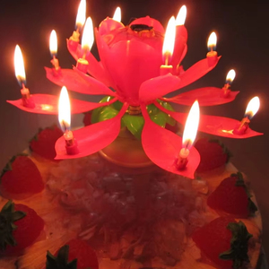 Classique créatif Lotus chantant joyeux <span class=keywords><strong>anniversaire</strong></span> musique <span class=keywords><strong>chanson</strong></span> Surprise Double fleur rotation <span class=keywords><strong>anniversaire</strong></span> musique bougie - Product Image 4
