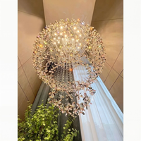 Lustre LED floral minimaliste moderne, grand luminaire suspendu de luxe pour escalier duplex, villa, plafond haut, salon