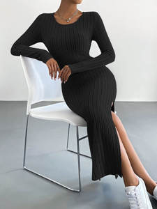 فساتين نسائية أنيقة متماسكة صلبة مجموعة خريف جديدة XS على الطراز الأوروبي أمريكي ملابس نسائية مصنع لفترة محدودة بالجملة - Product Image 3