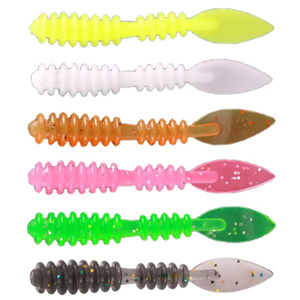TGD Best 20 leurres souples de pêche par sachet, 4 cm, 0,25 g, appâts de pêche en PVC souple pour eau douce, ver en silicone pour achigan et truite - Product Image 1