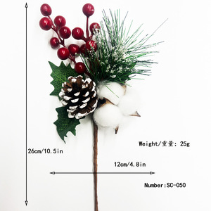 Giáng sinh nhân tạo <span class=keywords><strong>Red</strong></span> Berry cắt mô phỏng bông tuyết thông kim Pinecone trá<span class=keywords><strong>i</strong></span> cây màu đỏ chi nhánh - Product Image 3