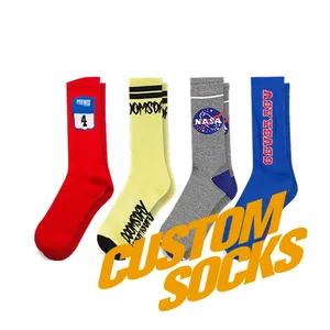 无最小起订量免费设计制作您自己的标志提花定制袜子便宜袜子与您自己的设计