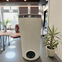 Hervidor Eléctrico Inalámbrico Recargable Portátil de 350 ml, Acero Inoxidable 304, Carga USB, 18 W, Calentamiento en 2 Horas, para Coche y Exteriores