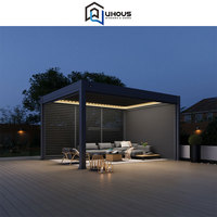 Persianas Motorizadas de Aluminio para Pérgola, Ecológicas, para Balcón, Jardín, Pabellón, Color Personalizable, Control Remoto, Recubrimiento en Polvo
