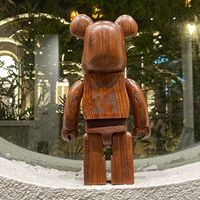 Figurine Bearbrick en bois grainé Lakers Black Mamba 28cm 70cm, Statue d'ours violent en bois, Décoration intérieure moderne