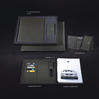 Ensemble de cadeaux en cuir pour la fête des pères pour hommes, papeterie personnalisée, ensemble de cadeaux promotionnels d'affaires (carnet, stylo, porte-clés, ensemble de porte-cartes de visite)