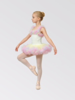 Gaun Tutu Pelangi Anak-anak Tanpa Lengan Kostum Tari Panggung Profesional Leotard Pertunjukan Balerina dalam Bahan Spandex/Nylon
