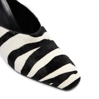 Sepatu Mules Wanita Hak Tinggi Kulit Imitasi Motif Zebra Klasik