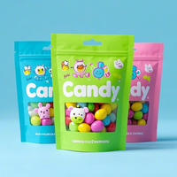 Sac en plastique mylar de marque personnalisée sacs d'emballage refermables anti-odeurs de bonbons au sucre gomme Pochette debout avec fenêtre à trou suspendu