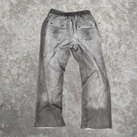 Pantalones de Hombre de Algodón con Diseño Moderno, Lavado Ácido, Dobladillo Deshilachado, Rotos, Pierna Recta, Estilo Holgado, Lavado Desgastado