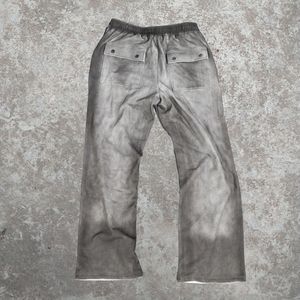 กางเกงขายาวทรงตรงผ้าฝ้ายดีไซน์ใหม่สไตล์วินเทจ ลุคยับๆ ขาดๆ ปลายขาดิบ ทรงโอเวอร์ไซส์ สไตล์สตรีทแฟชั่น - Product Image 2