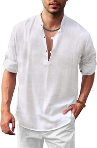 Chemise de plage décontractée en <span class=keywords><strong>coton</strong></span> et <span class=keywords><strong>lin</strong></span> à manches longues pour <span class=keywords><strong>homme</strong></span> - Product Image 6