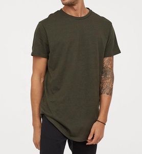 <b>Men's</b> High Quality 100% Cotton Polyester Long Length <b>T</b>-<b>Shirt</b> Custom Logo Print Solid Pattern <b>Curved</b> <b>Hem</b> Long Line Design Jersey - Product Image 1