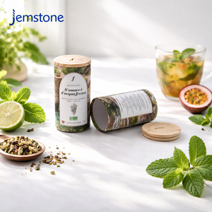 Boîte ronde biodégradable de haute qualité, design personnalisé, pour thé aux herbes, café, emballage de tube, tube en papier cylindrique avec couvercle en bois - Product Image 4