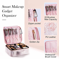Grand étui de maquillage de voyage en cuir PU professionnel sac de transport d'artiste Portable avec pochette organisateur d'ongles pour le stockage de Train