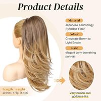Extensions de cheveux en fibre haute température de 20 pouces, bouclées, avec cordon de serrage, postiche à clipser, pour femmes noires, I-Tip, vente en gros