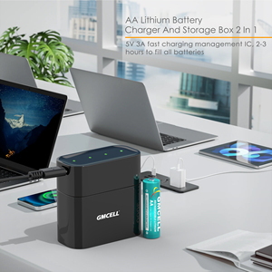 แบตเตอรี่ลิเธียมไอออน 1.5 โวลต์ 14500 1300mWh GMCELL แบบชาร์จได้ พร้อมเครื่องชาร์จอัจฉริยะ 1000 รอบการใช้งาน - Product Image 2