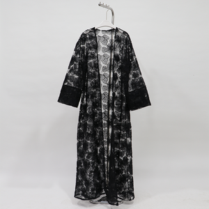 Mới Sang Trọng Handmade Dubai Abaya Ren Kết Cấu Hoa Ngọc Trai Đính Cườm Cardigan Hồi Giáo Phụ Nữ Abaya khiêm tốn Dresses - Product Image 4