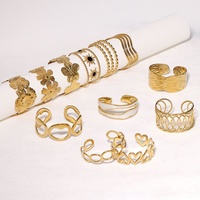 Bracelet géométrique minimaliste transfrontalier euro-américain, style froid, motif cœur et fleur, plaqué or, style français