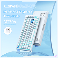 ONIKUMA Keyboard nirkabel MT706 desain ergonomis kenop Volume saklar Linear Drive ganda dikembangkan sendiri Keyboard sumbu satelit