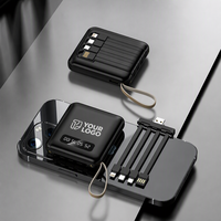 Station de recharge portable personnalisable avec écran numérique, charge rapide 20W, 10000mAh, affichage LED, 4 câbles intégrés, haute capacité 10W