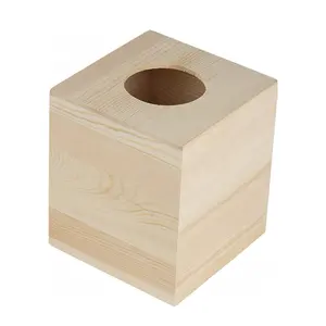 Tissue Box Cover Wooden Tissue Box Factory Wholesale Cheap Unpainted Natural Wooden Tissue Box Cover Unfinished