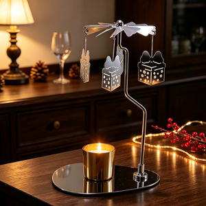 Neu Eingetroffener Rotierender Kerzenhalter Kreatives Geschenk Handgefertigter Teelichthalter mit Edelstahl-Tablett - Product Image 1