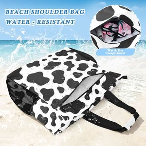Bolso de Playa con Estampado de Vaca para Mujer, con Correa, Bolso de Hombro Personalizado con Bolsa a Juego para Vacaciones de Verano - Product Image 6