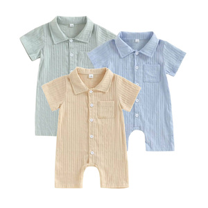 Pelele de bambú orgánico con cuello polo para bebé, pijama de bambú personalizado, ropa ecológica para bebé, pelele para recién nacido - Product Image 1