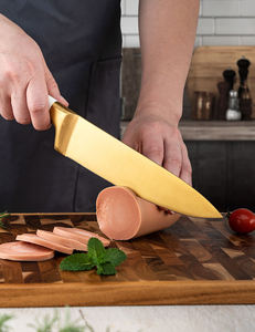Kitchen Accessories White Coating Hollow Handle 6-piece Luxury Gold <b>Knives</b> Chef <b>Set</b> Metal Kitchen <b>Knives</b> with Block - Product Image 3