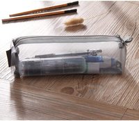 Sac de papeterie en polyester transparent en maille transparente Logo en gros imprimé fermeture éclair Ducoment fichier sac à crayons