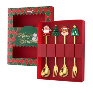 Best-selling Xmas Gift 4 PCS 6 PCS Coffee Spoon <b>Set</b> Cartoon Style Stainless Steel Stirring Gold Spoon <b>Set</b> - Product Image 4