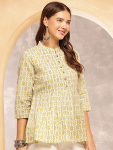 เสื้อคอจีนพิมพ์ลายดอกไม้ผู้หญิงผ้าฝ้าย - Product Image 5