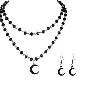 Usine Noir Cristal Chaîne Collier Bijoux Gothique Halloween Noir Étoile Lune Croix Chauve-Souris Pendentif Collier Cadeau pour Femmes Hommes - Product Image 5
