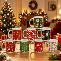 Lots de tasses à café en céramique hautes et festives sur le thème de Noël personnalisé pour l'achat commercial B2B auprès de fournisseurs
