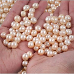 Perles d'eau douce naturelles de 9-10 mm, forme baroque légère, à deux côtés, trou latéral, bricolage, semi-finies, collier Zhuji, bracelet avec perles en vrac - Product Image 5