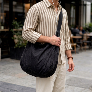 Camisa de Manga Larga a Rayas Beige para Hombre, Estilo Casual, Corte Holgado, Oversize, 220g, Popelina, Cuello con Botones - Product Image 1