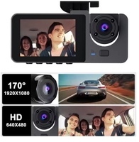 Kamera Mobil Y15 1080P 3 Lensa Layar IPS 2 Inci Penglihatan Malam Perekam Mengemudi Monitor Parkir Dashcam DVR untuk Kendaraan Mobil