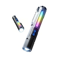 Lampe torche LED portable en alliage d'aluminium avec lumière latérale RVB multicolore, aimant arrière et zoom télescopique