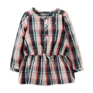 Online Shopping Plaid Kids Wear Clothes Fashion Soft Girl Dress For Wholesale