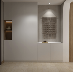 Armoire à chaussures moderne <span class=keywords><strong>sur</strong></span> mesure de grande capacité avec éclairage, design en <span class=keywords><strong>panneaux</strong></span> de bois pour villa, hôtel et salles de sport - Product Image 1