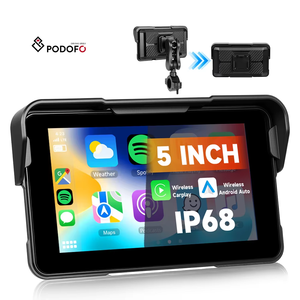 Podofo Schermo IPS Portatile da 5 Pollici per Moto con Carplay/<span class=keywords><strong>Android</strong></span> <span class=keywords><strong>Auto</strong></span> Wireless, <span class=keywords><strong>BT</strong></span>, IP68 Impermeabile, Facile Sgancio Rapido, Produzione di Fabbrica - Product Image 1