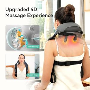 Schnur loses Nacken-Schulter <span class=keywords><strong>massage</strong></span> gerät mit beruhigender Hitze Verbessertes 4D-<span class=keywords><strong>Shiatsu</strong></span>-Nackenmassagegerät mit tiefem Kneten - Product Image 2
