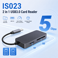 Lector de Tarjetas USB 3.0 Tipo-C USB-A de Doble Interfaz SD TF 104MB/s, Lector Portátil de Aleación de Aluminio para Laptop, Cámara, PC
