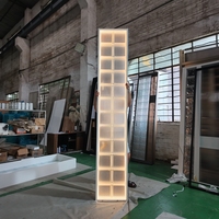 Paravent en verre lumineux LED personnalisé en usine - Écran de séparation texturé en grille métallique lumineuse pour hôtel, restaurant, maison