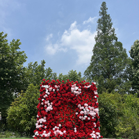 Mur floral artificiel en soie avec roses, pivoines et hortensias pour décoration de cérémonie de mariage et de douche nuptiale