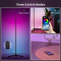 Lampadaire LED d'angle RGB avec éclairage de synchronisation musicale lampe d'angle trépied avec télécommande et contrôle d'application bricolage pour salon salle de jeu