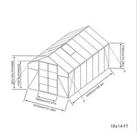 Serre moderne d'extérieur en polycarbonate 10x14 pieds avec porte en métal thermolaqué, écologique et anti-rongeurs, kit de jardinage pour la maison et le jardin