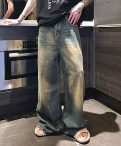 Pantaloni da Uomo <span class=keywords><strong>Streetwear</strong></span> di Alta Qualità Jeans Lavaggio <span class=keywords><strong>Vintage</strong></span> da Uomo Pantaloni Lunghi Larghi a Gamba Dritta con Tasche a Cerniera - Product Image 5